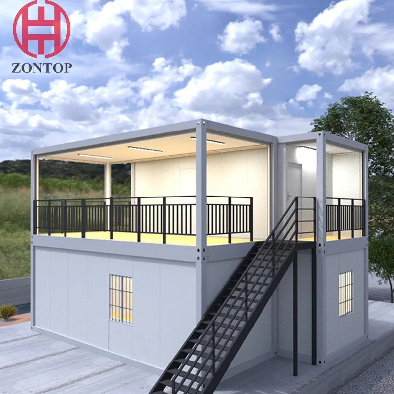 2 Storey Light Steel Structure Frame Villa House Modular Home Detachable Expandable Prefabricated Building New Model Luxury Flatpack Prefab Container House