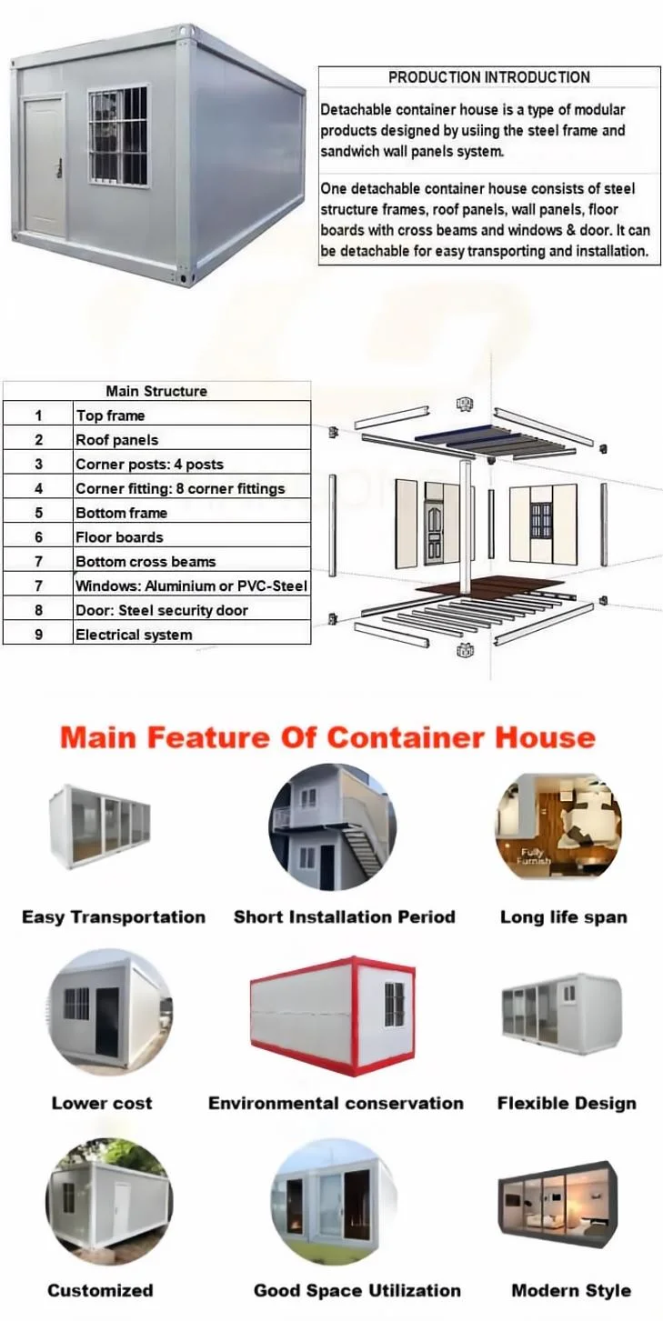 Professional 2 Floor Modern Designed Prefabricated Mobile Modular Homes Prefab Container House with Decoration